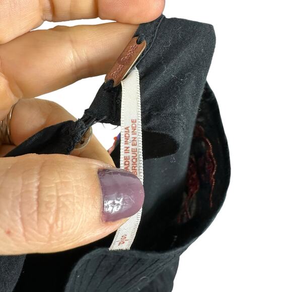 FREE PEOPLE Pavlo Babydoll Dress Black Mini Embroidered Boho Women's Size Small - Picture 4 of 7